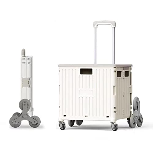 Faltbarer Trolley Aufbewahrungsbox - Tragbarer faltbarer Einkaufstrolley mit Deckel, Leichter Treppensteigwagen auf 8 Rädern
