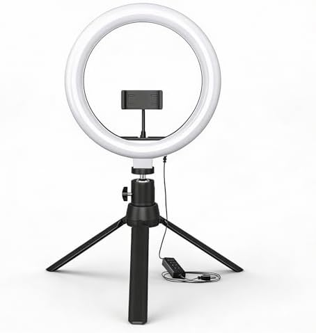 Amazon Basics 12-inch Professional LED Ring Light with Tripod Stand | 3 Color Temperature Modes | 10 Brightness Settings | Suitable for Photoshoot, Makeup, Videography