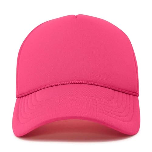DALIX Trucker Cap Adjustable Snapback in Neon (Hot Pink)