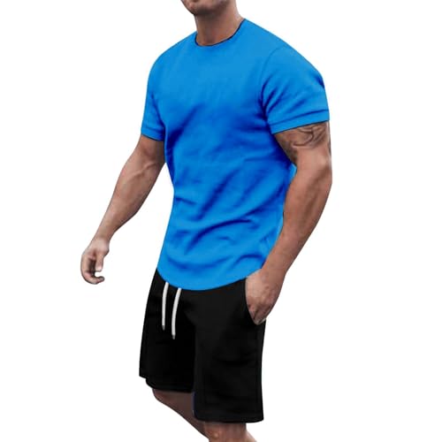 Ensemble homme t-shirt manches courtes short bleu ciel taille XL confortable