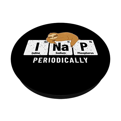 Chemistry Student - Sloth I Nap Periodically - Pun Chemist PopSockets Swappable PopGrip, Black - Image 2