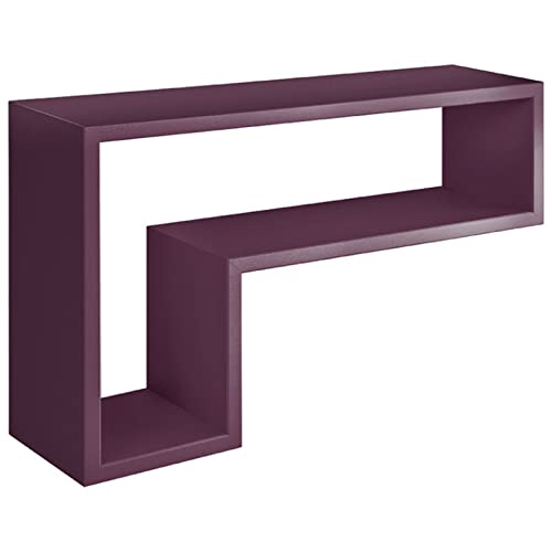 Étagère en bois 'Lettre L' murale design moderne avec fixation escamotable (violet aubergine