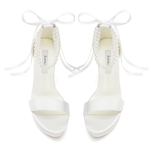Pearl Heels Platform Wedding Shoes for Bride Open Toe Bridal Shoes Platform Wedding Sandals2