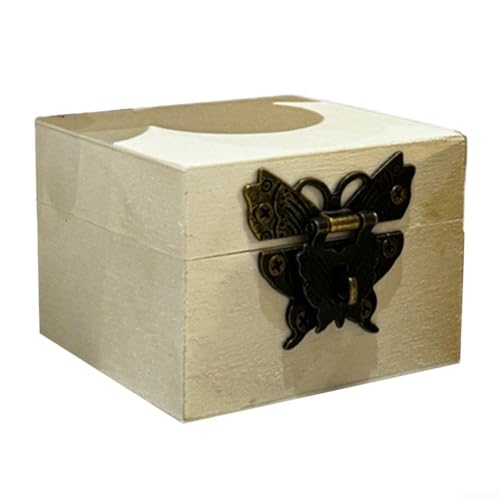Caja de almacenamiento de madera maciza con cerradura de contraseña, diseño cuadrado compacto para proteger objetos de valor y organización de documentos (estilo uno)