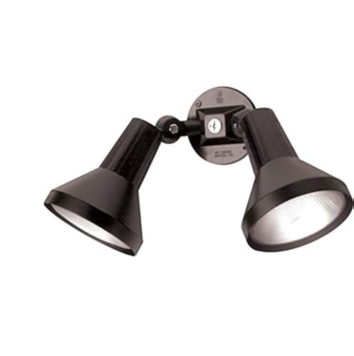 Ciata 15" Outdoor Security Flood Light 2 Head with Heavy Duty Cast Aluminum Body 150W PAR38 Weather Proof Black Finish