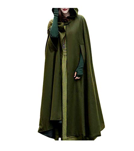 TRENDINAO Women Trench Coat Cloak Hooded Long Open Front Cape Coats Poncho Batwing Poncho Cardigan Army Green