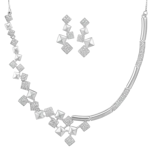 Nilu's Collection Rose Gold Plated AD Stone Jewellery Set for Wom...