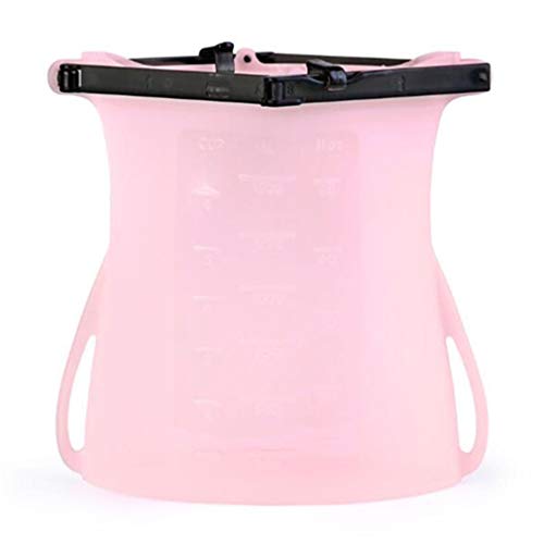 Preisvergleich Produktbild Weiy Silikon Lebensmittelkonservierungsbeutel, tragbarer Kühlschrank Fleisch Obst Lebensmittel Küche Lagerung Gefrierbeutel,Rosa