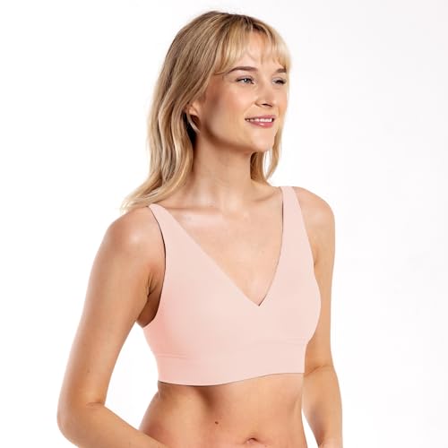Image of Floatley Cozy Wireless Plunge Bra for Women, Buttery Soft Comfort Seamless Everyday Bra with Embedded Pad