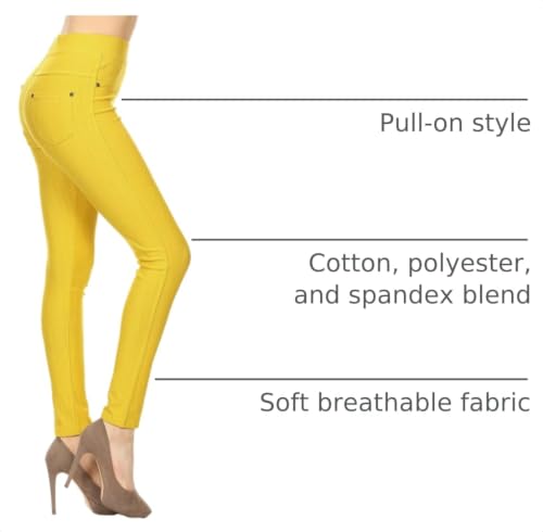 Image of Leggings Depot Women's Cotton Blend Stretch Pull-on Jeggings Casual Pants with Pockets (Available in Plus Size)
