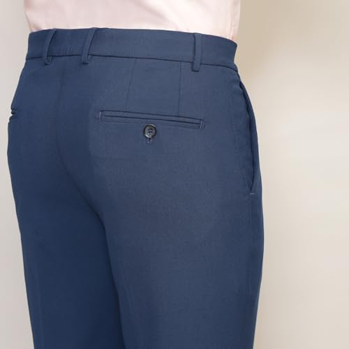 Image of SUBTRACT Men 4 Way Stretch Wrinkle Free Slim Fit Formal Trouser in with 2 Inch Flexible Waistband | Men's Trousers for Office Or Party