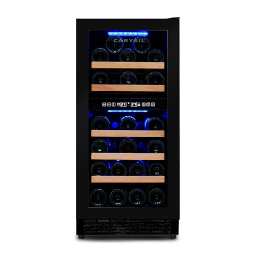 Image of Carysil Wine Chiller CW-31, 87 L Wine Cooler for up to 31 Bottles, Dual Zone Wine Refrigerator with 3-20C Temperature Control, LED Touch Control & Anti-UV Glass