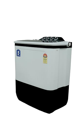 Image of Lloyd 5 Year Warranty Semi-Automatic Top Load Washing Machine GLWS805ELDDG, 4 Wash Programmes, Black and White