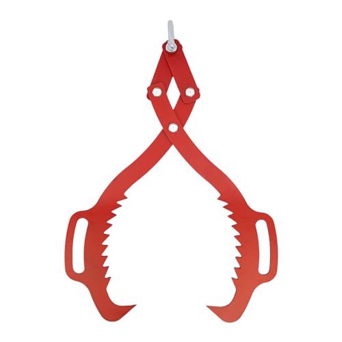 Log Lifting Tongs 25 Log Skidding Lifting Tongs Log Lifter Dragging Tongs Timber Grab with Handle, Red Steel Heavy Duty Grapple Timber Claw for Garden Wood Log Lifting Handling Dragging Carrying
