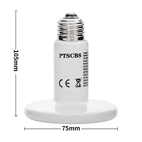 100W Ptscbs Infrared Ceramic Heat Lamp Reptile Heat Emitter , Emitter Bulb For Pet Coop Heater Chicken Lizard Turtle Brooder Aquarium Snake No Light White #TOP4