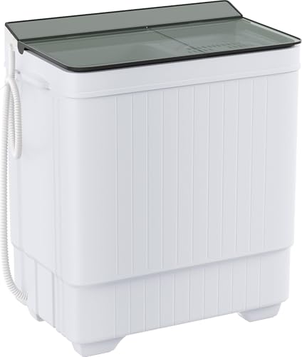 Image of Elevon Portable Washing Machine Twin Tub 18.7 Lbs Capacity, (14.3 Lbs) and Spinner(4.4 Lbs) Combo Mini Compact Laundry Washer for Home, Apartment, Camping, RVs and Dorms, Black /White
