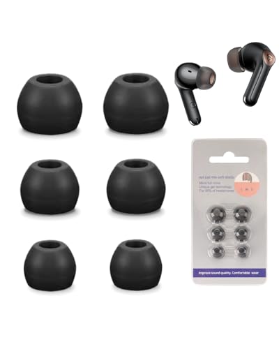 イヤーピース SoundPEATS イヤーホン 対応 イヤーチップ 【RIGFUJUN】 柔らかい 滑り止め SoundPEATS イヤーホン 用 対応 交換用 3ペア(ブラック)