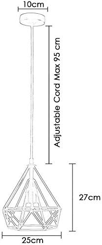 DC VOLTAGE Industriële Retro Moderne Kroonluchters Hanger Plafond Lamp, Diamant Vorm Metalen Kooi Schorsing Lamp Plafond Verlichting. (Bulb is Optioneel) (Goud Zonder Lamp) photo 3