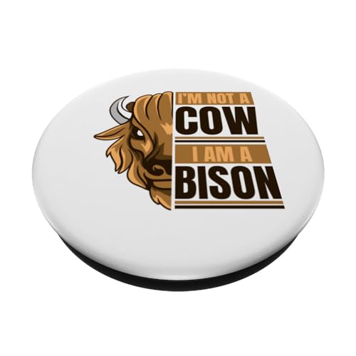 I'm Not A Cow I'm A Bison Buffalo Bovinae Lover Bison PopSockets Swappable PopGrip, Black - Image 2
