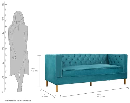 Image of Chesterfield Traditional 3 Seater Luxury Sofa Loving Sofa Button Tufted for Living Room, Guest Room, Bedroom, and Your Loving Space (Teal)