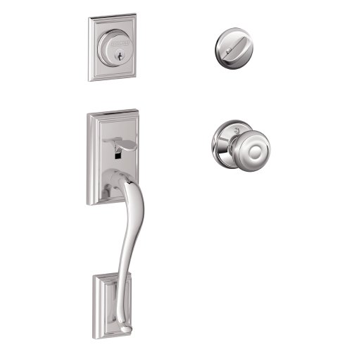 Image of SCHLAGE Addison Single Cylinder Handleset and Georgian Knob, Bright Chrome (F60 ADD 625 GEO)
