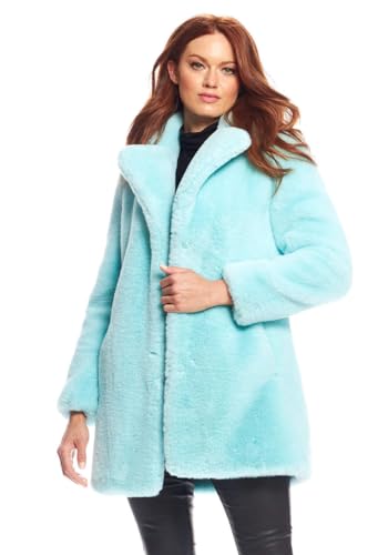 Fabulous-Furs Donna Salyers Mint Faux Fur Le Mink Jacket, Blue, X-Small