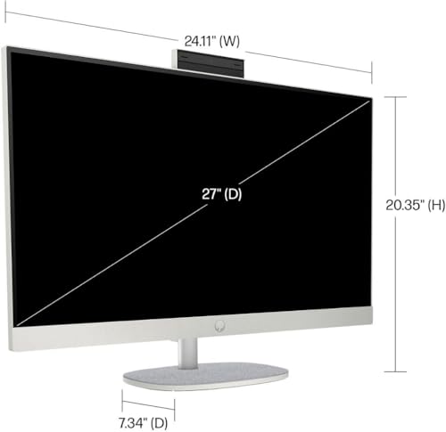 Image of HP All in One Desktop Computer 27 Inch Touchscreen, Intel 12-core Ultra 7 155U (Up to 4.8 GHz), 64GB DDR5, 4TB SSD, Wi-Fi 6, Windows 11 Pro & MS Office Pro 2024 Lifetime License, Patented Mouse