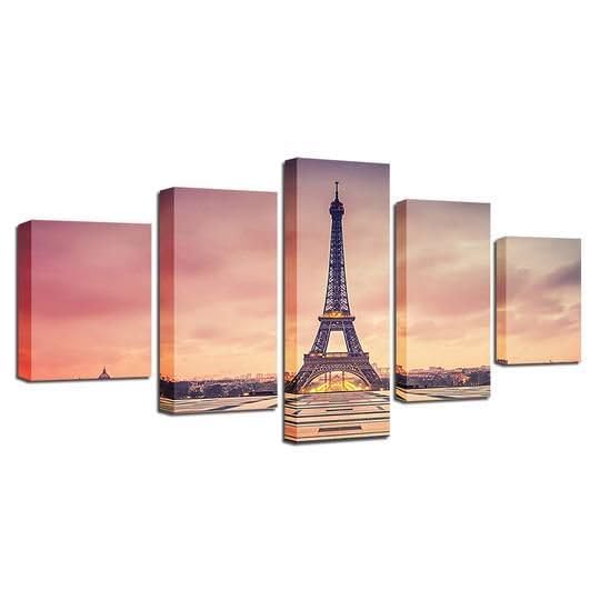 Genérico 5 Impresiones en Lienzo Torre Eiffel París Lienzo de pared de arte moderno enmarcado Pintura Dormitorio Salón Cocina