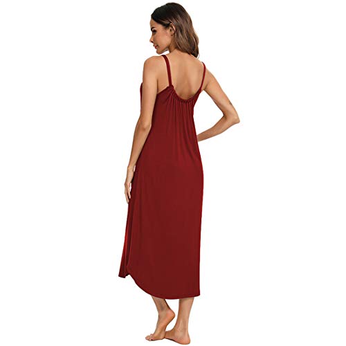 Jlowesun Pyjama Femme Ete, Nuisettes en Coton Doux avec Ourlet Ondulé, Col en V, Slip Complet, Ample, Extensible, Bretelles, Robe Femme Ete L – vue 5