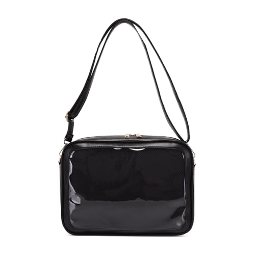 Sac à bandoulière transparent pour fille ado et étudiante, petit sac à main noir tendance