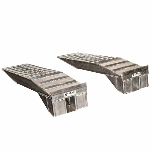 Titan Ramps Semi-Truck Riser Ramp, Heavy-Duty Aluminum, 20,000 Lbs Capacity, Silver - Automotive Wheel Ramps for Large Trailer Trucks and Vehicles