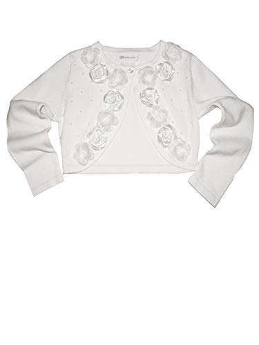 Bonnie Jean Little Girls Embellished Long Sleeve Shrug/Cardigan/Sweater, White, 5