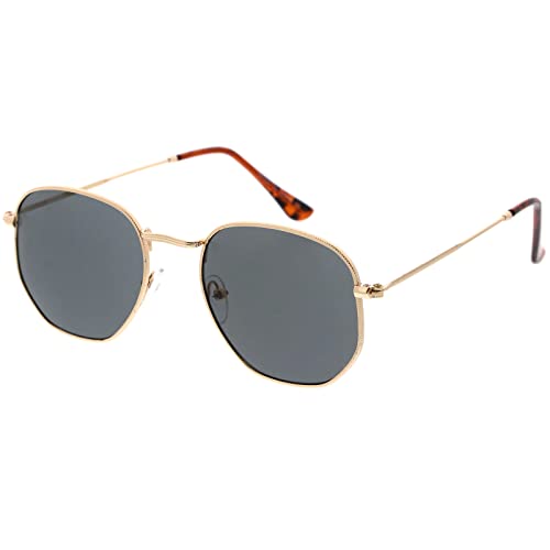 zeroUV - Modern Geometric Metal Slim Arms Neutral Colored Flat Lens Hexagonal Sunglasses 51mm2
