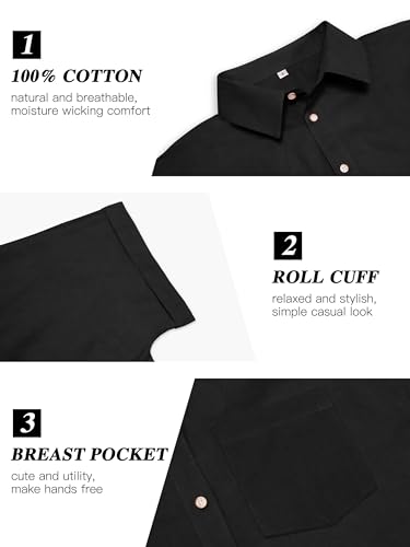 CUNLIN 100% Cotton Short Sleeve Shirts for Women Button Down Shirt Womens Blouses Casual Summer Tops with Pockets3