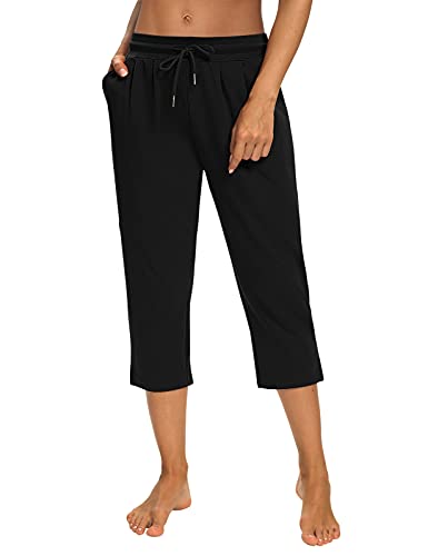 Sarin Mathews Womens Capri Yoga Pants Loose Workout Joggers Drawstring Sweatpants Lounge Pajama Capris Pants with Pockets - Image 3