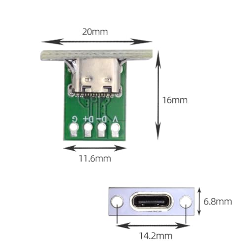 chenyang Pack de 5 Conectores USB C hembra miniatura 5