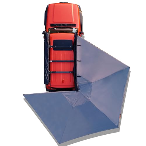 Naturnest 270 Car Awning, Waterproof Windproof UV-Resistant Retractable Awning with LED Light for Camper, 270 Degree Manual Retractable Side Awnings for Truck, SUV, Jeep, Van - Passenger Side