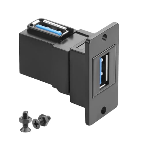 QIANRENON Adaptador de montaje de panel rectangular USB 3.0 de 90°, 5 Gbps, USB 3.0 hembra a hembra, montaje en ángulo recto, módulo de conexión de datos de 5 V/2 A, montaje en pared de escritorio