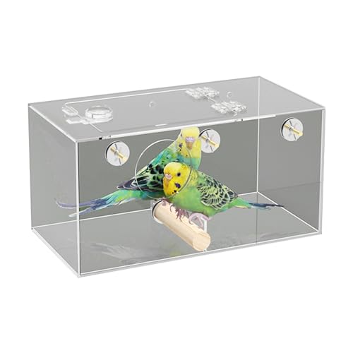 Caja de alimentación para periquitos, a prueba de polvo, antiderrames, para loros, jaulas montadas con tornillos, para aves