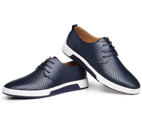 Men's Breathable Summer Lace Up Perforated Oxford Sneakers Casual Walking Driving Flats Shoes4