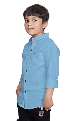 Image of Sky Pearl Boys Spread Collar Casual Full Sleeve Shirt