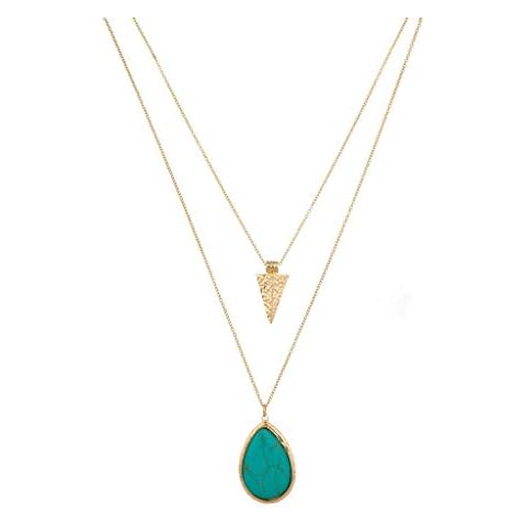 LUX ACCESSORIES Turquoise Tone Stone Teardrop Arrowhead Arrow Necklace Set Cover