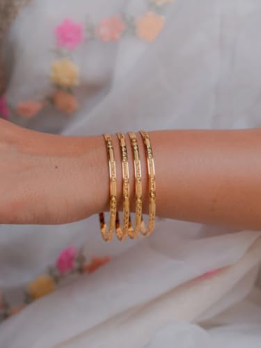 Image of Zeraki Jewels Women's Traditional Gold Plated Bangles Set | Elegant Designer Kada Bangles | Classic Ethnic Jewellery for Women & Girls | Perfect for Wedding, Festive & Daily Wear
