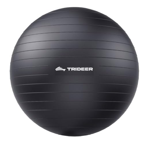 Trideer Exercise Ball for Yoga, Pilates & Fitness – Stability Ball Equipment for Home Gym & Office Chair, Core & Balance Training Accessories, Physical Therapy Equipment, Quick Pump Included, 5 Sizes