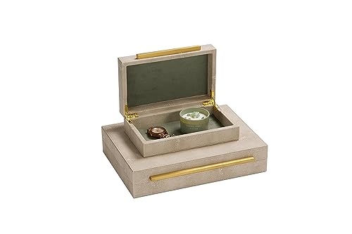 Generic Kingflux Ivory Shagreen Leather Set Of 2Pcs Decorative Boxes thumb #3