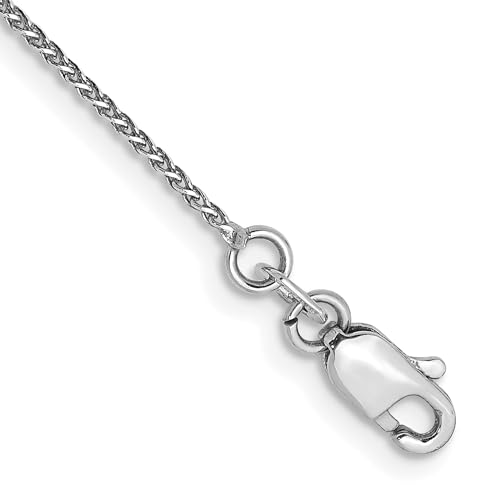 IceCarats 14K Solid White Gold 1.05mm Spiga Wheat Link Chain Bracelet