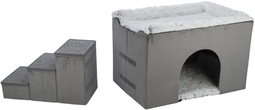 Trixie Höhle Harvey mit Treppe, 154 × 60 × 60 cm, grau/weiß-schwarz