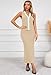 Pink Queen Women's Two Piece Summer Set Fashion Sleeveless Party Dress Trendy Sleeveless Color Block Slit Bodycon Knit Maxi Long Skirts Sets Beige S