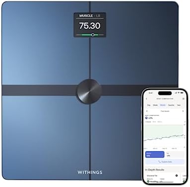 WITHINGS Body Smart Wi-Fi Digital Personal Scales/Body Fat Scales for Extended Body Composition Including Muscle Mass, Water Content, Bone Density