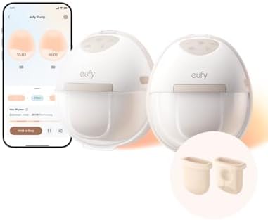 eufy Heated Wearable Breast Pump E20 with Original Diaphragm (2-Pack), 3 Heat Levels, Hands-Free Breast Pump with Innovative HeatFlow, Optimized Rhythm via App, Hospital-Grade Suction and Leakproof